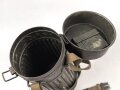 Gasmaskendose frühe Wehrmacht mit Beriemung. Originallack, ungereinigt