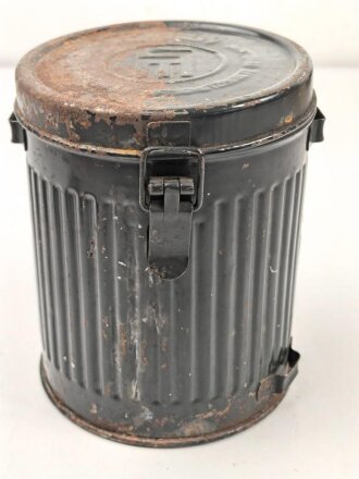 Luftschutz, Volksgasmasle 37 in Bereitschaftsbüchse aus Blech.