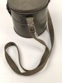Luftschutz/ Werkschutz, Volksgasmaske 37 in Bereitschaftsbüchse aus Blech. Mit zugehöriger " Anleitung zum Einlegen der Volksgasmaske in die Tragebüchse" für Grubenarbeiter