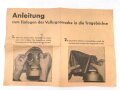 Luftschutz/ Werkschutz, Volksgasmaske 37 in Bereitschaftsbüchse aus Blech. Mit zugehöriger " Anleitung zum Einlegen der Volksgasmaske in die Tragebüchse" für Grubenarbeiter