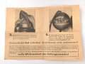Luftschutz/ Werkschutz, Volksgasmaske 37 in Bereitschaftsbüchse aus Blech. Mit zugehöriger " Anleitung zum Einlegen der Volksgasmaske in die Tragebüchse" für Grubenarbeiter