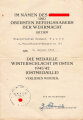 Bau Pionier Bataillon 141, Verleihungsurkunden eines Angehörigen zur "Medaille Winterschlacht im Osten" und " Kriegsverdienstkreuz 2. Klasse mit Schwertern"