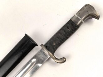 Seitengewehr KS98 Reichswehr oder frühe Wehrmacht. Wuchtiges Stück, die Scheide alt überlackiert