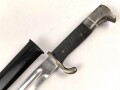 Seitengewehr KS98 Reichswehr oder frühe Wehrmacht. Wuchtiges Stück, die Scheide alt überlackiert
