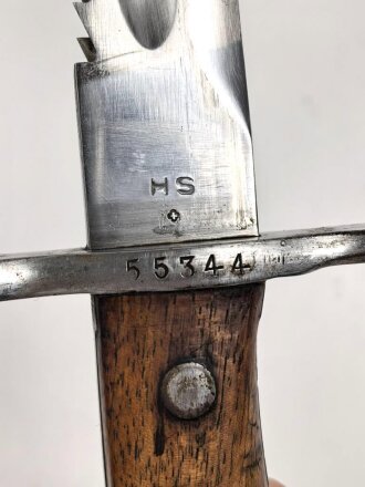 Schweiz, Seitengewehr Modell 1914 mit Sägerücken im Koppelschuh. Guter Gesamtzustand