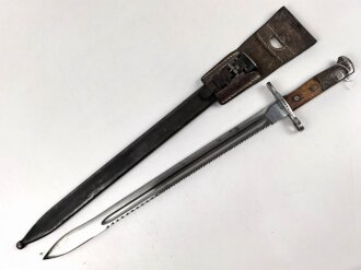Schweiz, Seitengewehr Modell 1914 mit Sägerücken im Koppelschuh. Guter Gesamtzustand