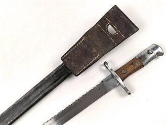 Schweiz, Seitengewehr Modell 1914 mit Sägerücken im Koppelschuh. Guter Gesamtzustand