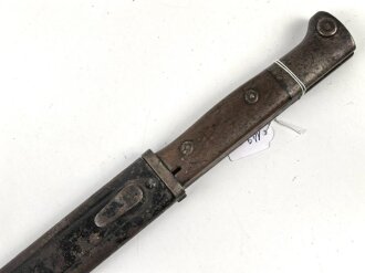 1. Weltkrieg, Seitengewehr 14 mit Stahlblechscheide. Hersteller Bayard