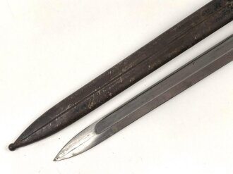 1. Weltkrieg, Seitengewehr 14 mit Stahlblechscheide. Hersteller Bayard