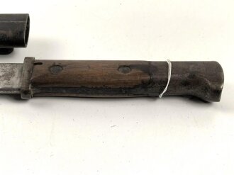 1. Weltkrieg, Seitengewehr 14 mit Stahlblechscheide. Hersteller Bayard