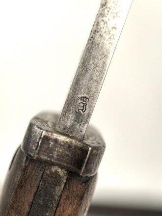 1. Weltkrieg, Seitengewehr 14 mit Stahlblechscheide. Hersteller Bayard