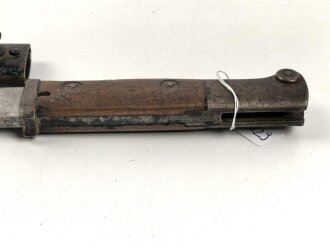 1. Weltkrieg, Seitengewehr 14 mit Stahlblechscheide. Hersteller Bayard