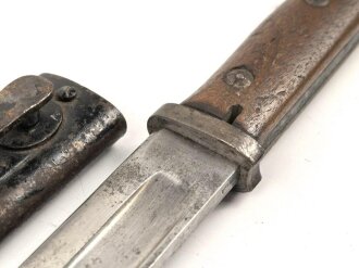 1. Weltkrieg, Seitengewehr 14 mit Stahlblechscheide. Hersteller Bayard