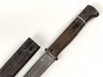 1. Weltkrieg, Seitengewehr 14 mit Stahlblechscheide. Hersteller Bayard