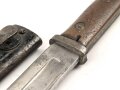 1. Weltkrieg, Seitengewehr 14 mit Stahlblechscheide. Hersteller Bayard