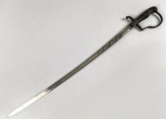 Preußen, Säbel für einen Angehörigen im Feldartillerie Regiment No. 46 . Eigentumstück mit doppelseitiger Klingenätzung, ungereinigtes Stück, die Scheide fehlt