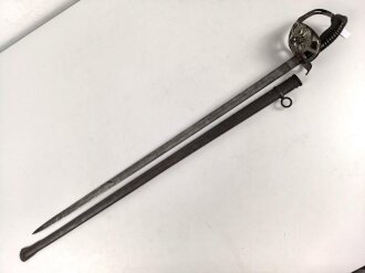 Preußen, Kavalleriedegen KD89. Ungereinigtes Stück mit biedseitiger, schwacher Klingenätzung  von WKC, Klingenlänge 83cm und breite 2,2cm