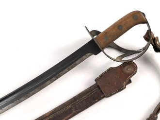 Niederlande, " Klewang" Säbel Modell 1911. Hersteller " Hembrug". Ungereinigtes Stück mit Koppelschuh und dem seltenen Portepee