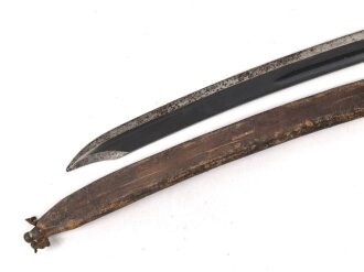 Niederlande, " Klewang" Säbel Modell 1911. Hersteller " Hembrug". Ungereinigtes Stück mit Koppelschuh und dem seltenen Portepee