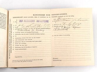 Niederlande, " Oorlogszakboekje" eines Angehörigen im "20E Regimente Infanterie" datiert 1929. Dazu die Erkennungsmarke mit gleichem Namen