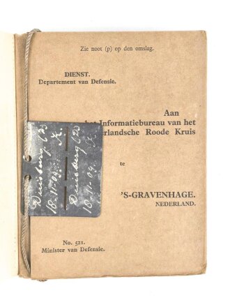Niederlande, " Oorlogszakboekje" eines Angehörigen im "20E Regimente Infanterie" datiert 1929. Dazu die Erkennungsmarke mit gleichem Namen