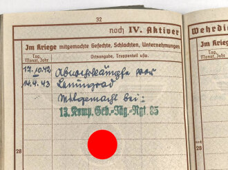 Wehrpaß Heer, eingestellt 22. Mai 1942 bei  Infanterie Ersatz. Btl. 470