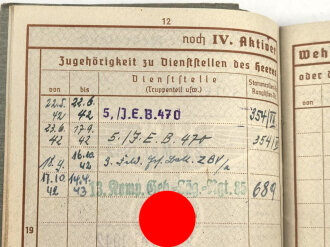 Wehrpaß Heer, eingestellt 22. Mai 1942 bei  Infanterie Ersatz. Btl. 470