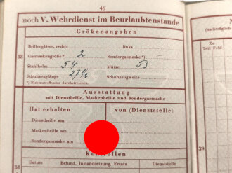Wehrpaß Heer, eingestellt am 27.7.44 bei Stamm Schwadron Fahr Ers. und Ausb. Abteilung 3, Kreis Meserits