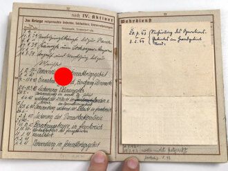 Wehrpaß Heer, Zweitschrift, eingestellt am 4. November 1937 bei Artillerie Regiment 30