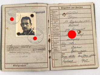 Wehrpaß Heer, Zweitschrift, eingestellt am 4. November 1937 bei Artillerie Regiment 30