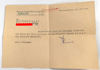 Wehrpaß Luftwaffe, ausgestellt 10.6.1939 bei Küstenmehrzweckstaffel 3 / 508 Dievenow