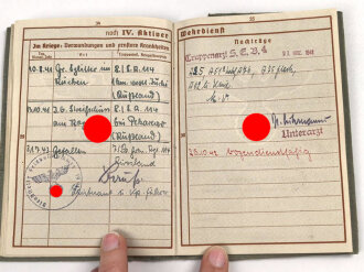 Wehrpaß Heer, eingestellt am 3.5.40 bei Schützen Ersatz Btl. 4 Iserlohn.