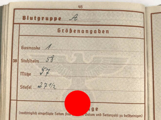 Wehrpaß Heer, eingestellt am 3.5.40 bei Schützen Ersatz Btl. 4 Iserlohn.