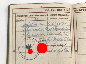 Wehrpaß Heer, eingestellt am 1.4.43 bei Grenadier Ersatz Btl 96