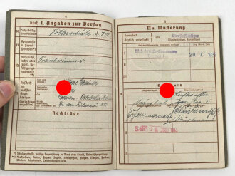 Wehrpaß Heer, eingestellt am 1.4.43 bei Grenadier Ersatz Btl 96
