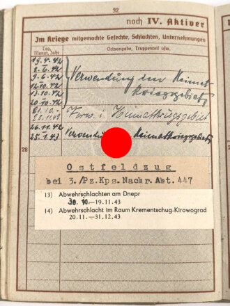 Wehrpaß Luftwaffe, eingestellt am 24.10.37 bei Luftnachrichten Abteilung I/14 Münster.