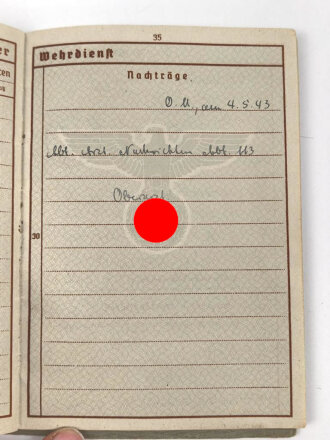 Wehrpaß Luftwaffe, eingestellt am 24.10.37 bei Luftnachrichten Abteilung I/14 Münster.