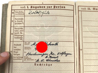 Wehrpaß Luftwaffe, eingestellt am 24.10.37 bei Luftnachrichten Abteilung I/14 Münster.