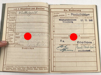 Wehrpaß Heer, eingestellt am 8.12.41 bei Grenadier Ersatz Kompanie 31 Braunschweig