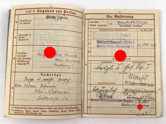 Wehrpaß Heer, eingestellt 4.November 1937 bei 6.Schützen Regiment 3 Eberswalde