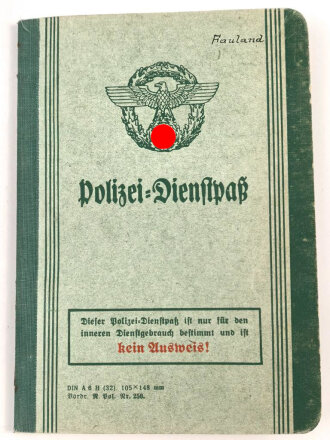 Polizei Dienstpaß eines Angehörigen aus Linz, ausgestellt 1940