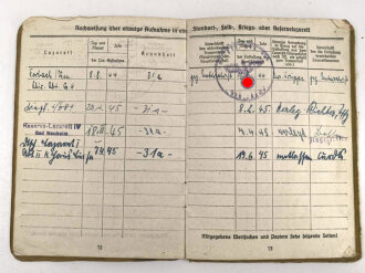 Soldbuch Heer, Ersatzausfertigung,  ausgestellt 6.9.1944 bei Gren. Ers. btl. 464