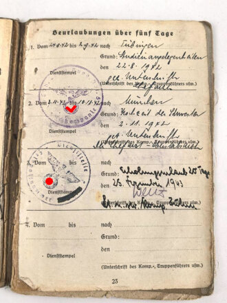 Soldbuch Heer, Zweitausfertigung ausgestellt am 5.5.1943 bei San. Ers. Abt. 5
