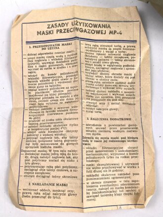 Polen, Gasmaske / Schutzmaske MP-4. Komplett mit Zubehör in Bereitschaftstasche