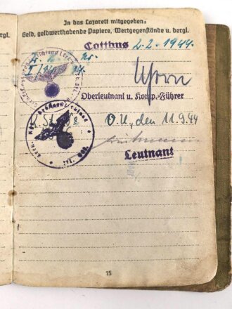 Soldbuch Heer, ausgestellt am 18.44 bei Stammkomp. Gren Rgt. Großdeutschland