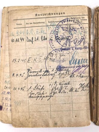 Soldbuch Heer, ausgestellt am 18.44 bei Stammkomp. Gren Rgt. Großdeutschland