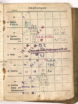 Soldbuch Heer, ausgestellt am 18.44 bei Stammkomp. Gren Rgt. Großdeutschland