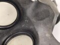 Belgien, Gasmaske für Zivilbevölkerung " Englebert Mod. E.2-339" Gummi weich, ungereinigt, datiert 1939