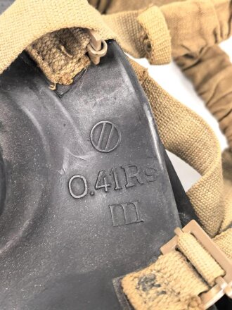 Italien, Gasmaske Modell O.41Rs datiert 1942. Gummi weich