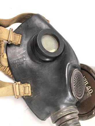 Italien, Gasmaske Modell O.41Rs datiert 1942. Gummi weich